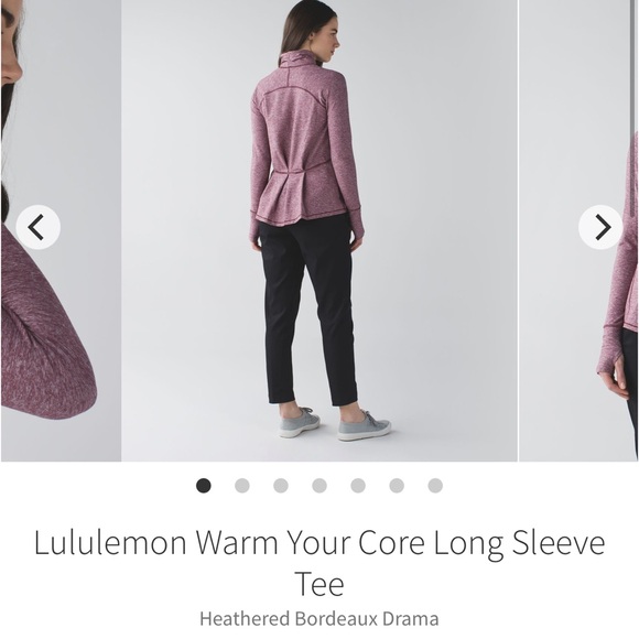 lululemon athletica Tops - Lululemon Warm Your Core Long Sleeve Tee
Heathered Bordeaux Drama, size 10